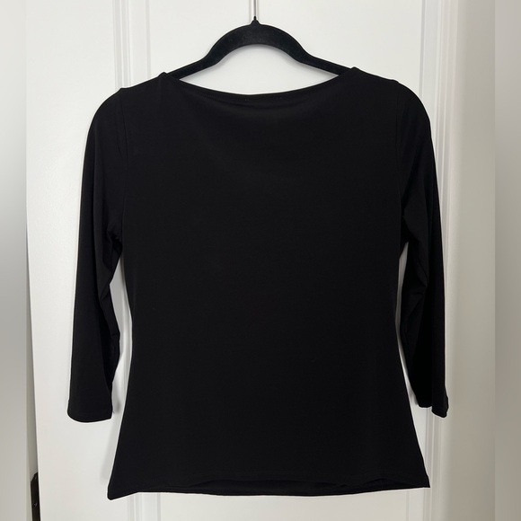 Carmen Marc Valvo Black Boatneck Cutout Top Size Small - Picture 2 of 3